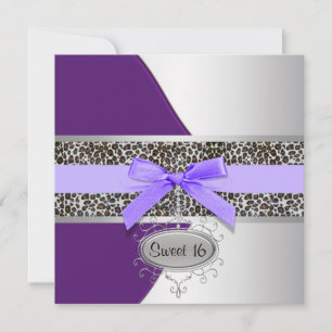 Invitation Purple Leopard Sweet 16 Anniversaire