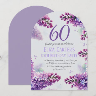 Invitation Purple Lilac 60ème Floral Elégant Anniversaire