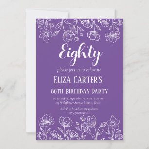 Invitation Purple Lilac 80e Huitième anniversaire floral élég