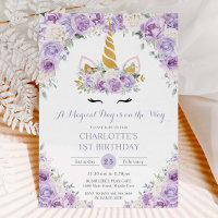 Purple Lilac Blanc Floral Unicorne 1er 2e Annivers