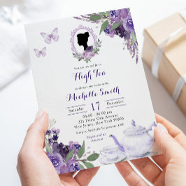 Invitation Purple Lilac Cameo Anglais Afternoon Tea Invitatio