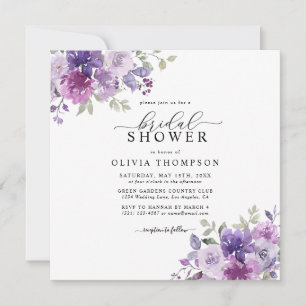 Invitation Purple Lilac Dusty Mauve Fête des mariées florale 