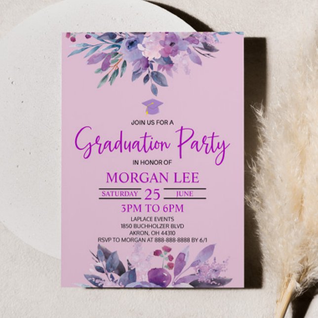 Invitation Purple Lilac Lavender Violet Plum Graduation Party (Créateur téléchargé)