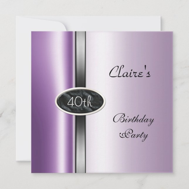 Invitation Purple Lilac Silver 40e fête d'anniversaire (Devant)