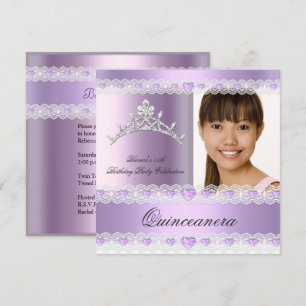 Invitation Purple Lilac Tiara Quinceanera 15 Anniversaire