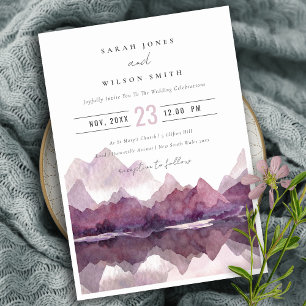 Invitation Purple Lilac Watercolor Mariage du lac Mountain
