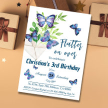 Purple lilas & papillon bleu thème 3e anniversaire