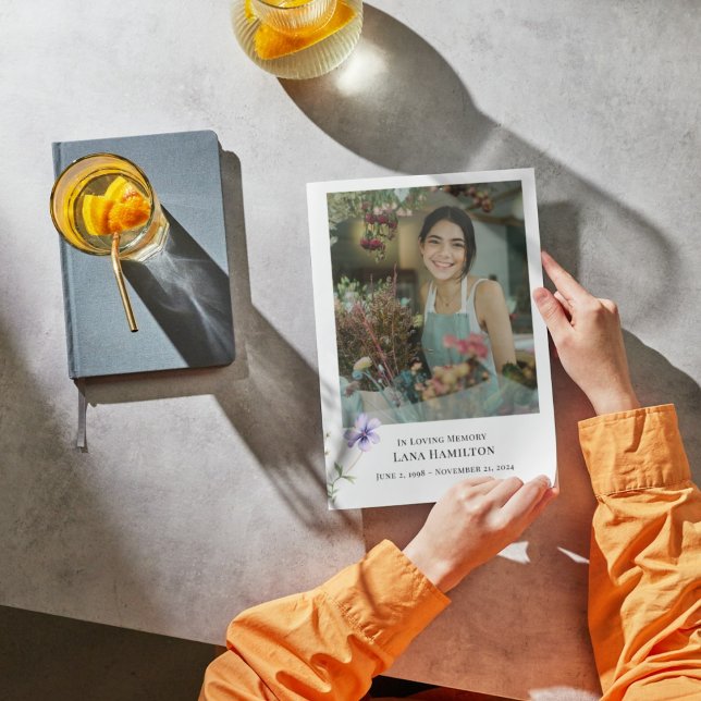 Invitation Purple Lilly Simple Photo Funérailles (Créateur téléchargé)