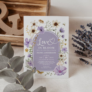 Invitation Purple Love dans Bloom Boho Fleur sauvage Fête des