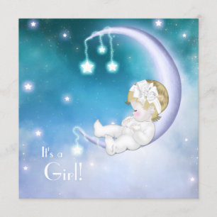 Invitation Purple Lune Baby Girl Douche