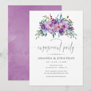 Invitation Purple Magnolias et Roses