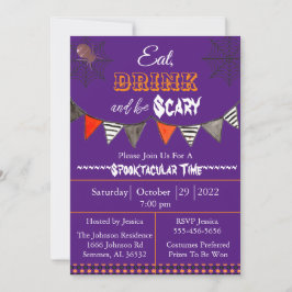 Invitation Purple Mangez Boire et soyez effrayant Halloween P