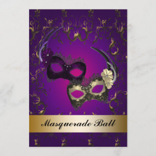 Invitation Purple Mardi Gras Masques Masquerade