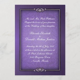 Invitation Purple Mariage damassé