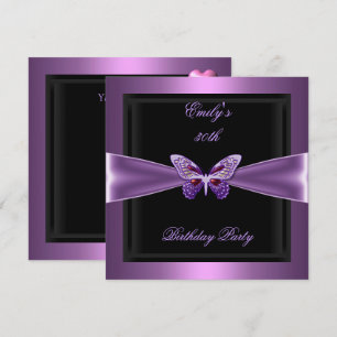 Invitation Purple Mauve Black Butterfly 30e fête d'anniversai