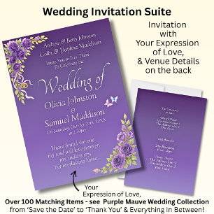 Invitation Purple Mauve Fleurs Mariage Suite