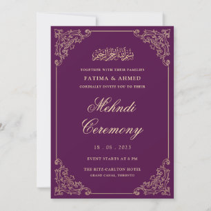 Invitation Purple Mehndi Henna Mariage musulman islamique