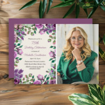 Purple Mint Green Floral 75e anniversaire Photo