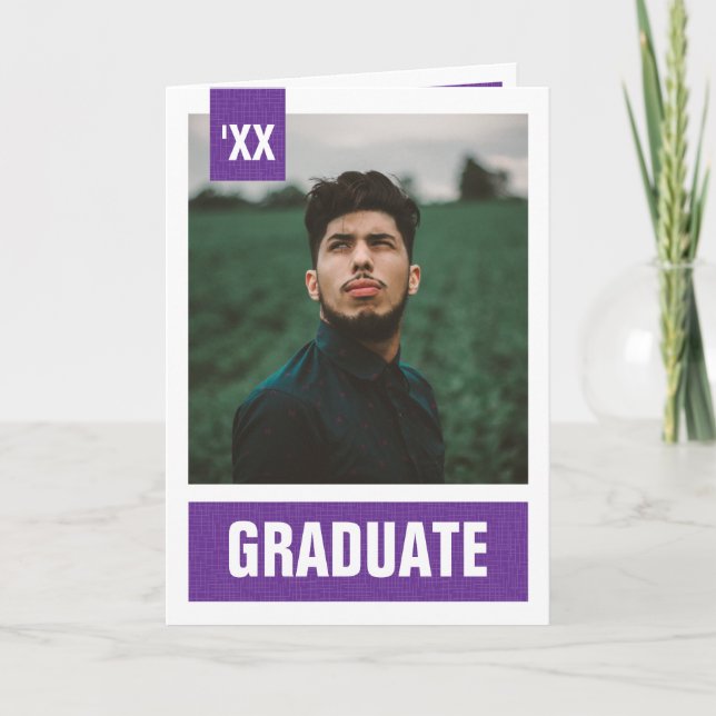 Invitation Purple Modern Textured Photo Graduation (Devant)