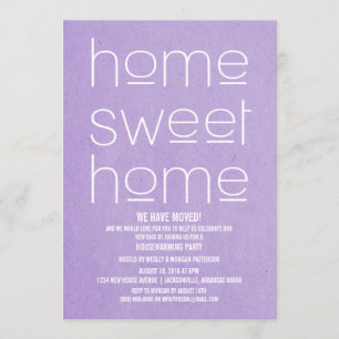 Invitation Purple Moderne Sweet Accueil Fête de chauffage dom