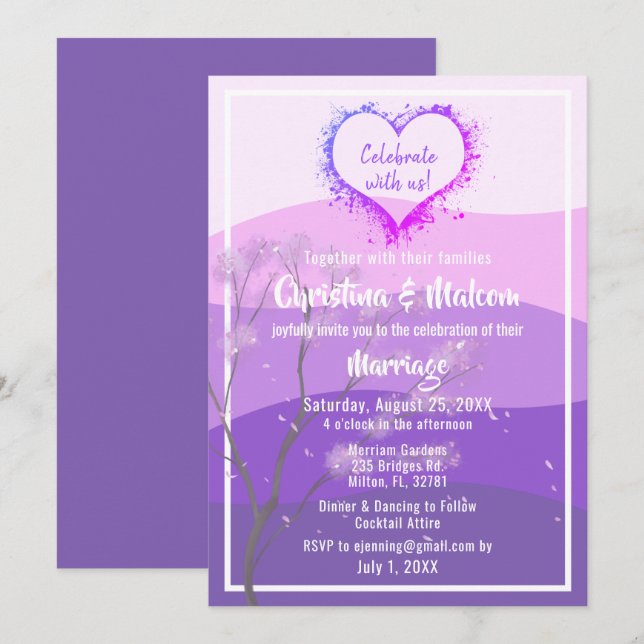 Invitation Purple Mountains Majesty Mariage simple Inviter (Devant / Derrière)