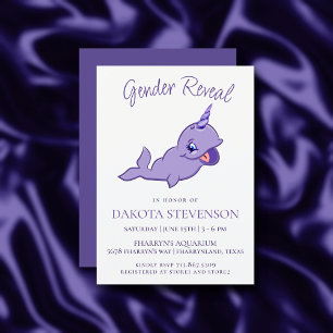 Invitation Purple Narwhal Violet Magical Sea Unicorn Douche