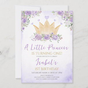 Invitation Purple Notre Petite Princesse Anniversaire