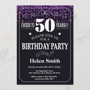 Invitation Purple Parties scintillant 50e anniversaire Invita