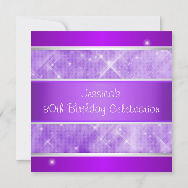 Invitation Purple Parties scintillant Silver Lights 30e anniv (Devant)