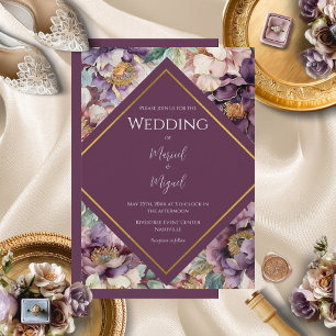 Invitation Purple Peonies Floral Mariage moderne