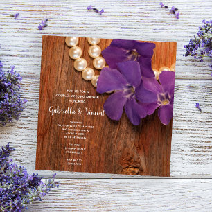 Invitation Purple Périwinkle Grange Bois Pays Couples Douche