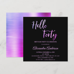 Invitation Purple Pink Foil Bonjour 40 Quarante Anniversaire