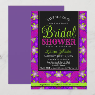Invitation Purple Pink Lime Vert Fête des mariées moderne