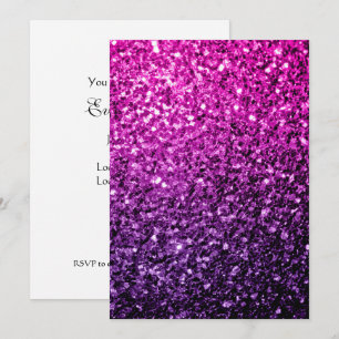 Invitation Purple Pink Ombre faux parties scintillant scintil