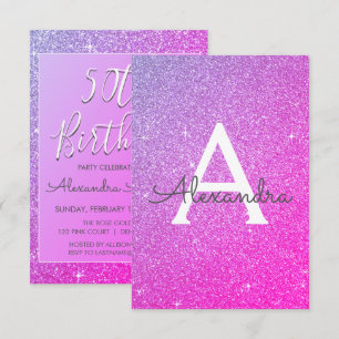 Invitation Purple Pink Sparkle Parties scintillant 50e annive