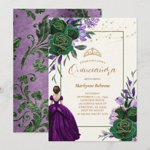 Invitation Purple Princess Floral Quinceañera