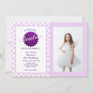 Invitation Purple Retro Poupée photo Anniversaire