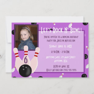 Invitation Purple Rock & Bowl Avec Photo Bowl Party