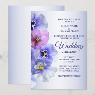 Invitation Purple rose Lilac Pansy Floral Rustic Mariage