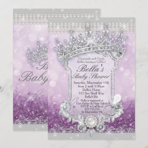 Invitation Purple Royal Bling Parties scintillant Baby Shower