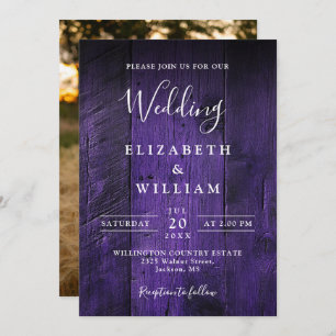Invitation Purple Rustic Boho Grange Mariage photo
