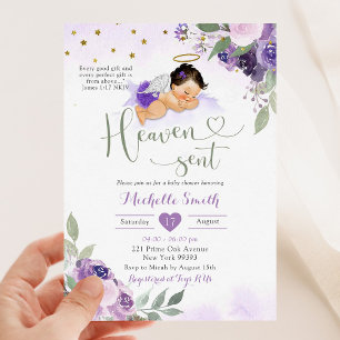 Invitation Purple Sage Vert Ciel Envoyé Baby shower