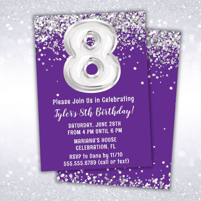 Invitation Purple Silver 8ème anniversaire (Créateur téléchargé)