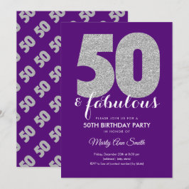 Invitation Purple Silver Parties scintillant 50 & Fabuleux fê