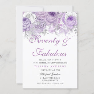Invitation Purple Silver Soixante-dix et fabuleux 70e anniver