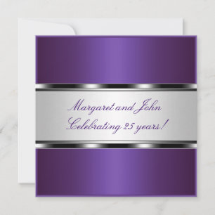 Invitation Purple Silver White 25th Anniversary Party