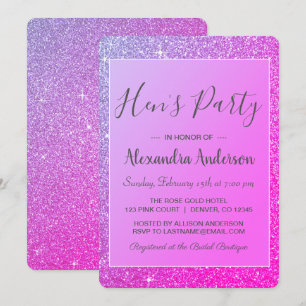 Invitation Purple Sparkle Parties scintillant Hen's Party