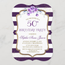 Purple Stripes Gold Violet Floral 50e anniversaire