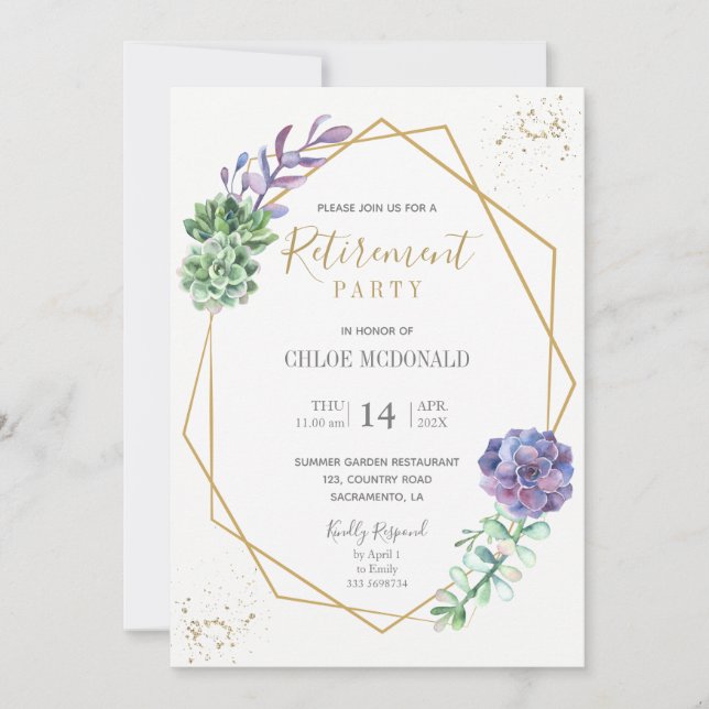 Invitation Purple succulents Retraite de l'invitation (Devant)