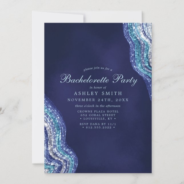 Invitation Purple Turquoise Agate Gemstone Bachelorette (Devant)